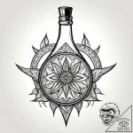 A tanuki with its sake bottle, tattoo line ar… – style Jagger Old – tattoo sketch (02.12.2025 14:16)