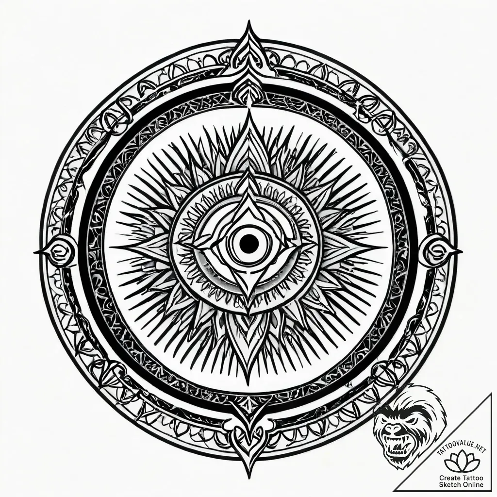 Tattoo sketch a glowing arcane circle with co... - style Jagger Old - tattoo sketch (02.12.2025 15:36)