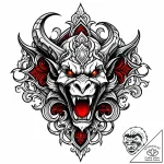Gargoyle perched on a crumbling cathedral, ta… – style Jaeger Mini – tattoo sketch (02.12.2025 17:39)