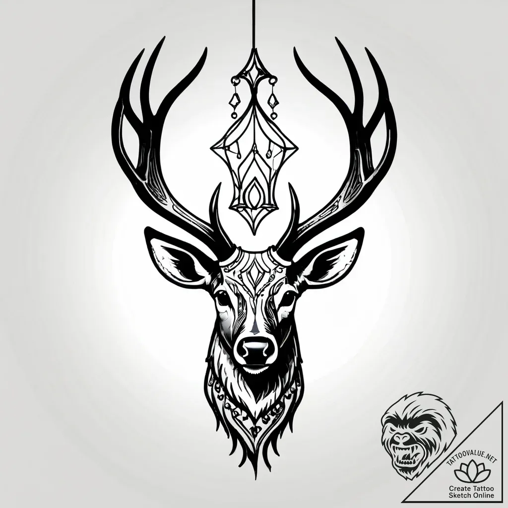Chandelier made of antlers and dripping glowi... - style Jagger Old - tattoo sketch (02.12.2025 19:16)