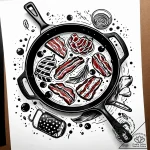 A close-up of a sizzling strip of bacon in a… – style Jaeger Simple – tattoo sketch (02.12.2025 19:57)