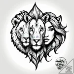 Tattoo design a lion and lioness together, sy… – style Jagger Old – tattoo sketch (02.12.2025 21:56)