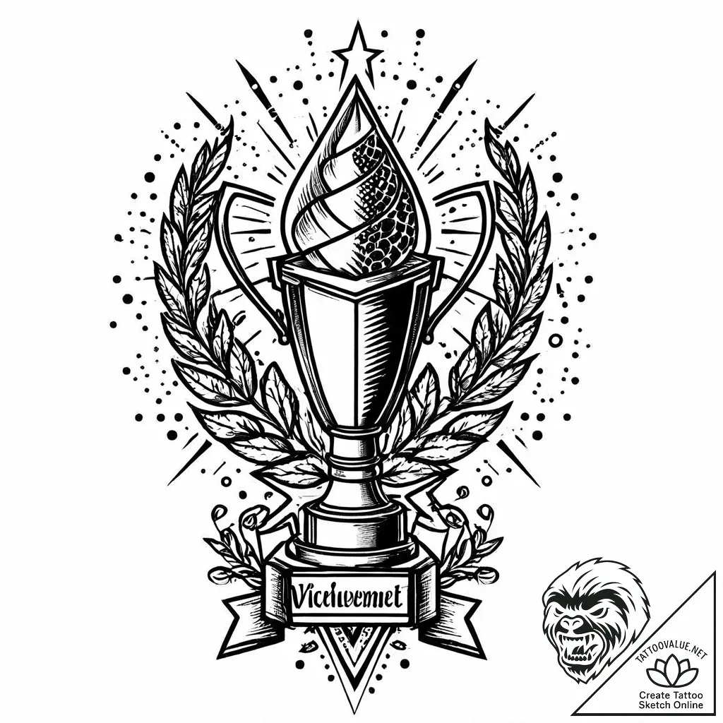 Tattoo sketch a glowing "achievement unlocked... - style Jaeger Mini - tattoo sketch (03.12.2025 02:57)