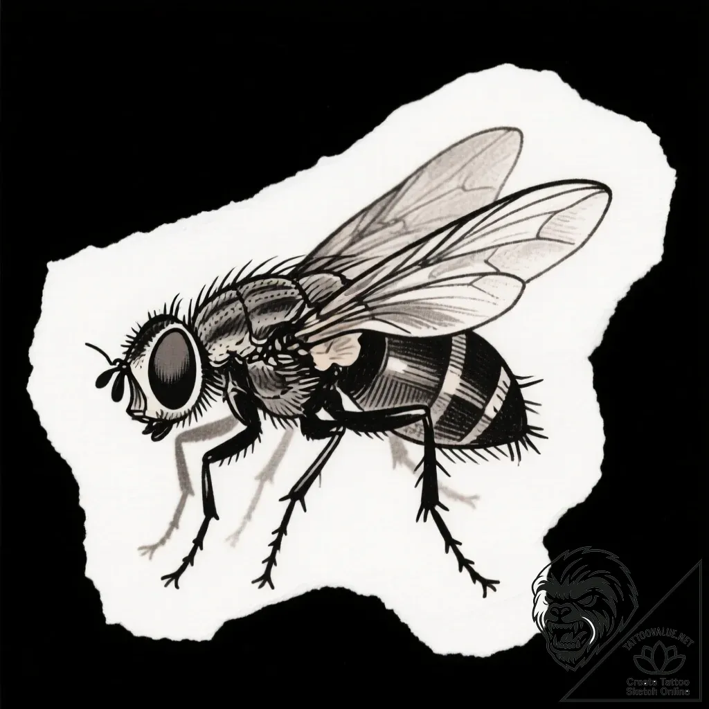 муха, tattoo sketch design, muted color palet... - style Flux Inscriptions - tattoo sketch (03.12.2025 04:57)