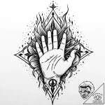 Burning hand with sigils, tattoo sketch desig… – style Jaeger Mini – tattoo sketch (03.12.2025 05:37)