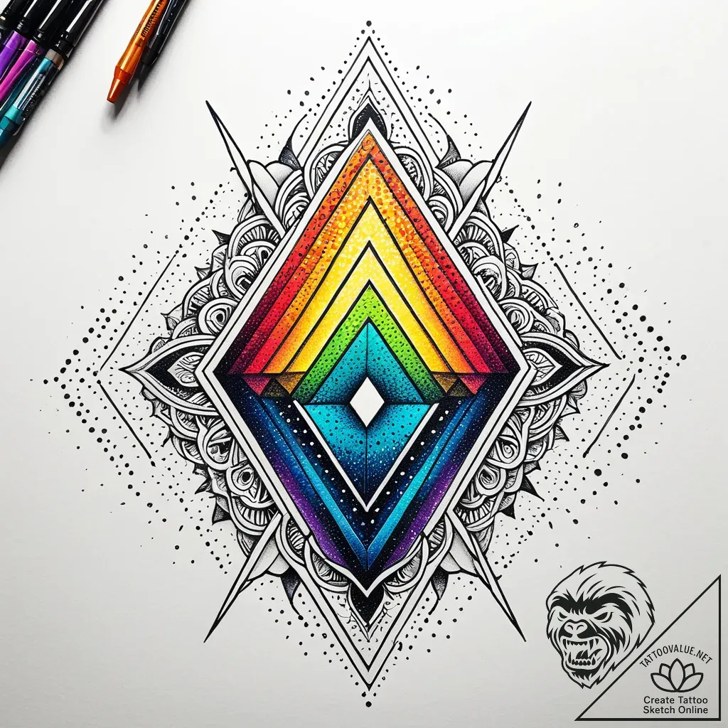 An abstract shot of light patterns projected... - style Jaeger Simple - tattoo sketch (03.12.2025 06:37)