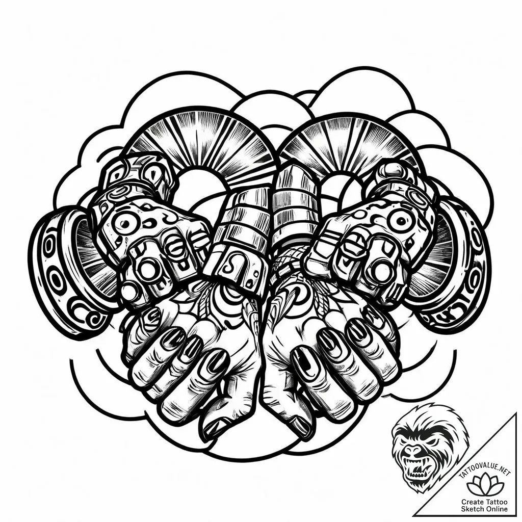 Brass knuckles, tattoo drawing outline, clear... - style Jaeger Mini - tattoo sketch (03.12.2025 06:56)