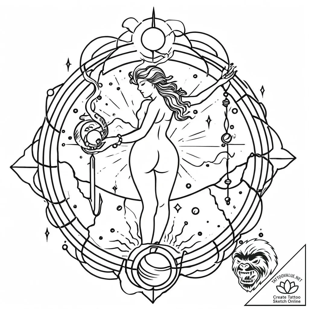 Tattoo sketch aquarius's water-bearer, with u... - style Jaeger Mini - tattoo sketch (03.12.2025 08:16)