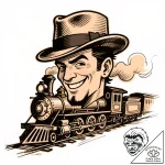 Tattoo sketch, train conductor tipping hat, v… – style Flux Inscriptions – tattoo sketch (03.12.2025 08:43)