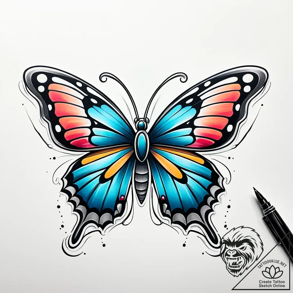 бабочка, tattoo sketch design, on a clean whi... - style Jaeger Simple - tattoo sketch (03.12.2025 08:47)