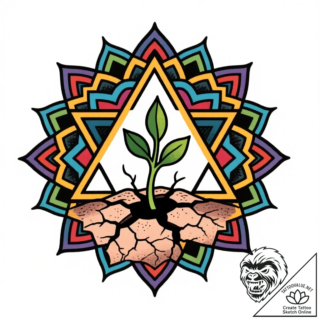 Tattoo sketch a small sprout emerging from cr... - style Flux Inscriptions - tattoo sketch (03.12.2025 09:37)