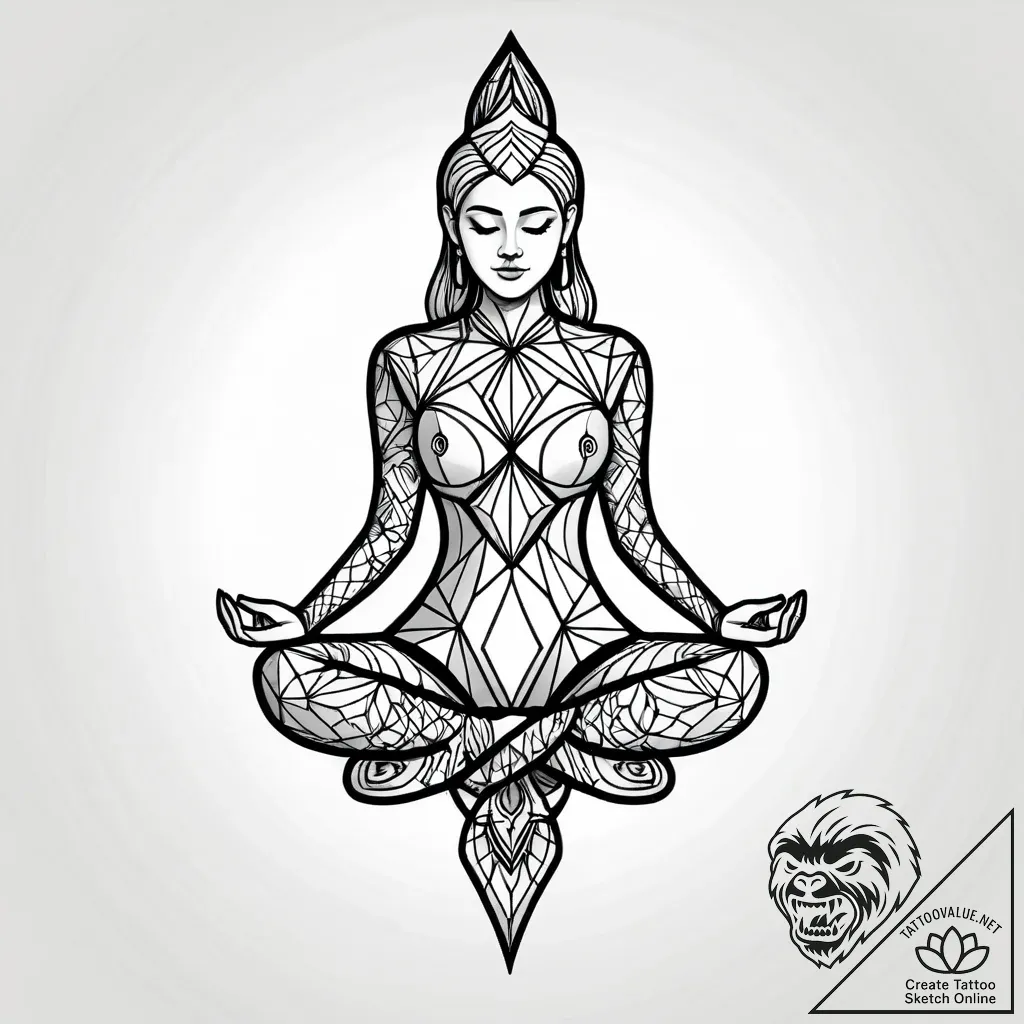 Tattoo design a geometric outline of a person... - style Jagger Old - tattoo sketch (03.12.2025 11:57)