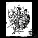 Tattoo sketch a powerful shield wall of ancie… – style Flux Inscriptions – tattoo sketch (03.12.2025 12:17)