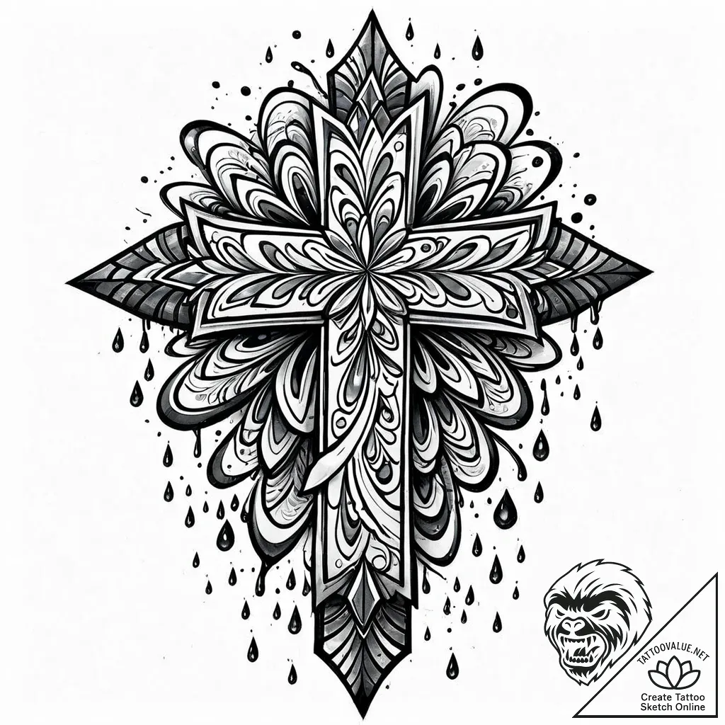 Tattoo sketch, sadness with raindrops falling... - style Jaeger Mini - tattoo sketch (03.12.2025 14:16)