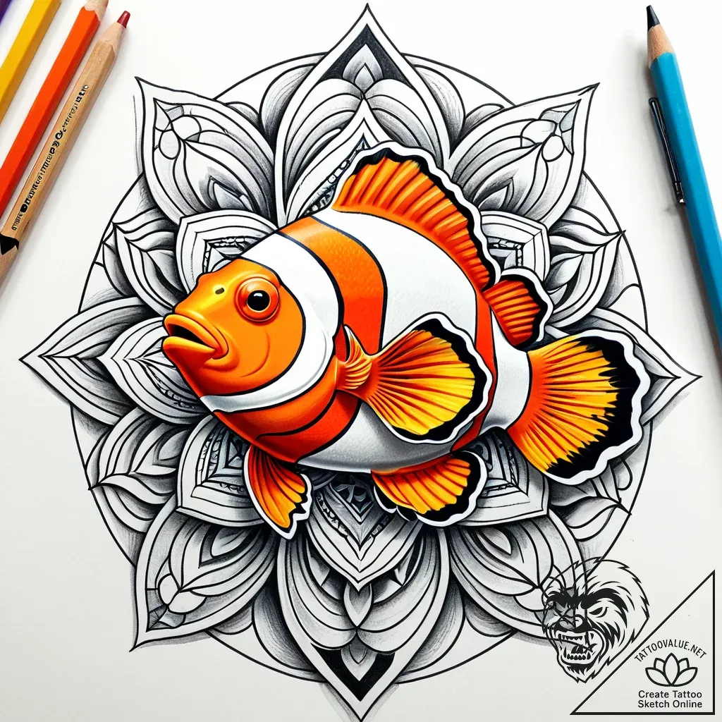 Eskiz.to, tattoo sketch, marlin clownfish swi... - style Jaeger Simple - tattoo sketch (03.12.2025 16:37)