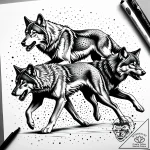 Tattoo sketch a wolf pack in full stride, for… – style Jaeger Simple – tattoo sketch (03.12.2025 21:57)