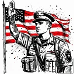Tat tattoo sketch, soldier saluting with flag… – style Jaeger Simple – tattoo sketch (04.12.2025 00:36)