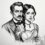 A daguerreotype-style portrait of a stern-loo… – style Jaeger Simple – tattoo sketch (04.12.2025 01:56)