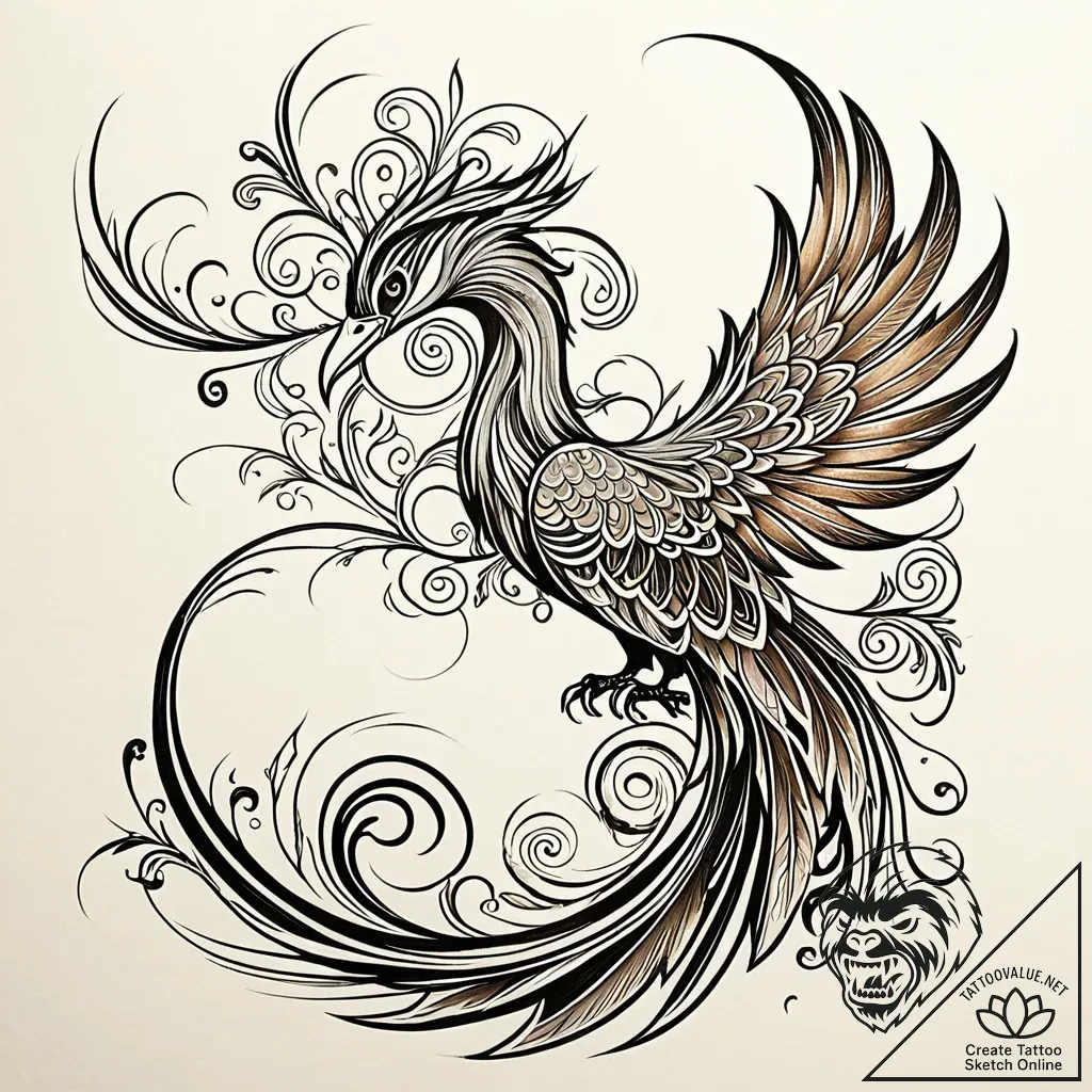 Tattoo design 'respawn' with a subtle phoenix... - style Jaeger Simple - tattoo sketch (04.12.2025 03:16)