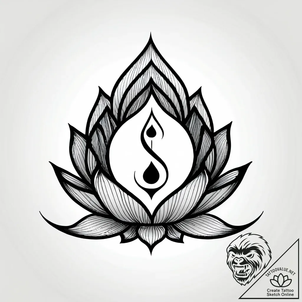 Tattoo sketch, yin-yang symbol with lotus pet... - style Jagger Old - tattoo sketch (04.12.2025 06:36)
