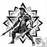 Tattoo sketch a powerful shield wall of ancie… – style Flux Inscriptions – tattoo sketch (04.12.2025 06:57)