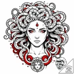 Opal medusa with twisting hair, tattoo flash… – style Jaeger Mini – tattoo sketch (04.12.2025 07:36)