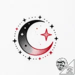 Tattoo sketch, small crescent moon surrounded… – style Flux Inscriptions – tattoo sketch (04.12.2025 08:17)