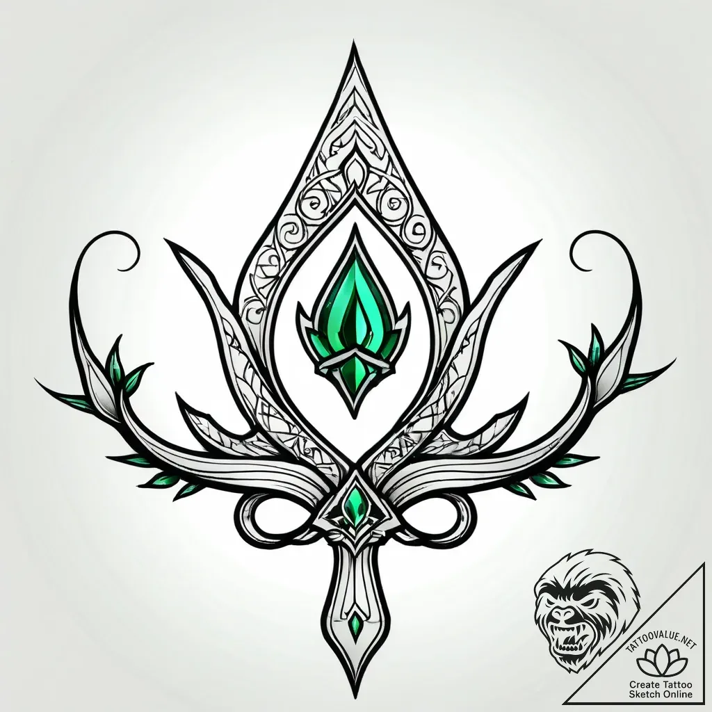 Emerald blade crowned with thorns, tattoo dra... - style Jagger Old - tattoo sketch (04.12.2025 09:16)