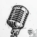 A close-up of a microphone in a recording stu… – style Flux Inscriptions – tattoo sketch (04.12.2025 09:37)