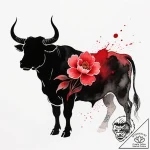 Tattoo design a delicate taurus bull silhouet… – style Flux Inscriptions – tattoo sketch (04.12.2025 10:57)
