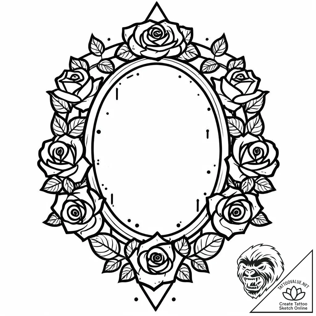 Rose mirror beneath spectral gate, concept ar... - style Jaeger Mini - tattoo sketch (04.12.2025 11:36)