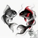 Tattoo design pisces fish, one made of glass,… – style Flux Inscriptions – tattoo sketch (04.12.2025 12:17)