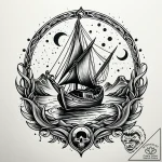 Charon on the river styx, tattoo flash sheet… – style Jaeger Simple – tattoo sketch (04.12.2025 12:36)