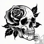 Animated rose blooming from skull, tattoo ske… – style Flux Inscriptions – tattoo sketch (04.12.2025 13:37)