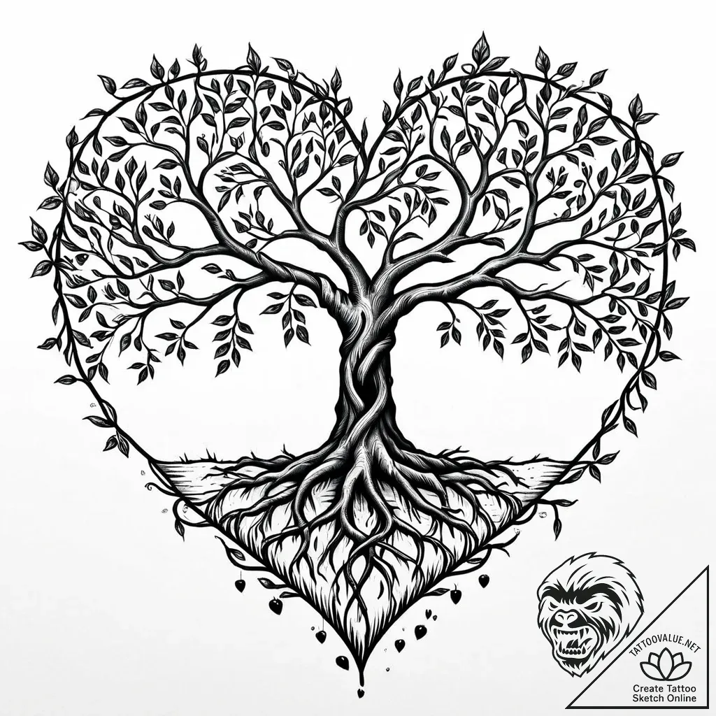 Tattoo sketch a stylized tree of life with ro... - style Jaeger Mini - tattoo sketch (04.12.2025 15:36)