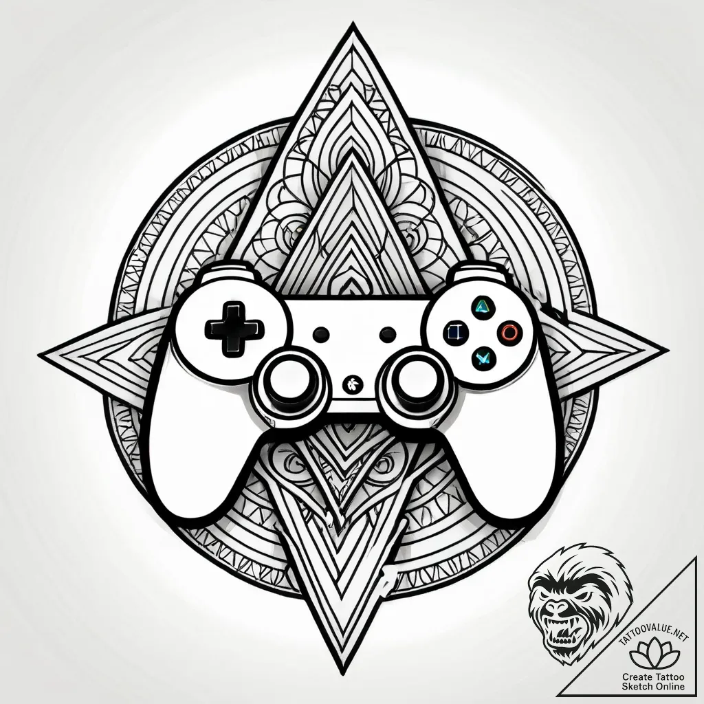 Tattoo design a 'game controller' on one, a '... - style Jagger Old - tattoo sketch (04.12.2025 17:16)