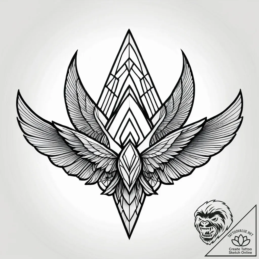 Etched wings above burning city, tattoo flash... - style Jagger Old - tattoo sketch (04.12.2025 18:17)