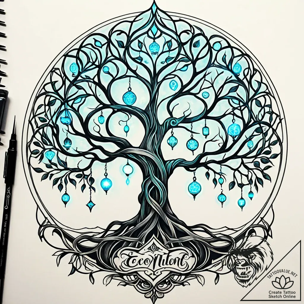Tattoo sketch, encanto magical family tree wi... - style Jaeger Simple - tattoo sketch (04.12.2025 18:57)