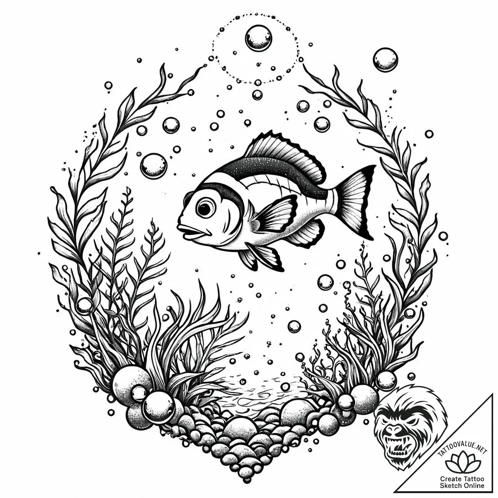 Eskiz.to, tattoo sketch, nemo with bubbles an... - style Jaeger Mini - tattoo sketch (04.12.2025 19:17)