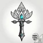 Corroded scepter with fractured gem, tattoo f… – style Jagger Old – tattoo sketch (04.12.2025 20:56)