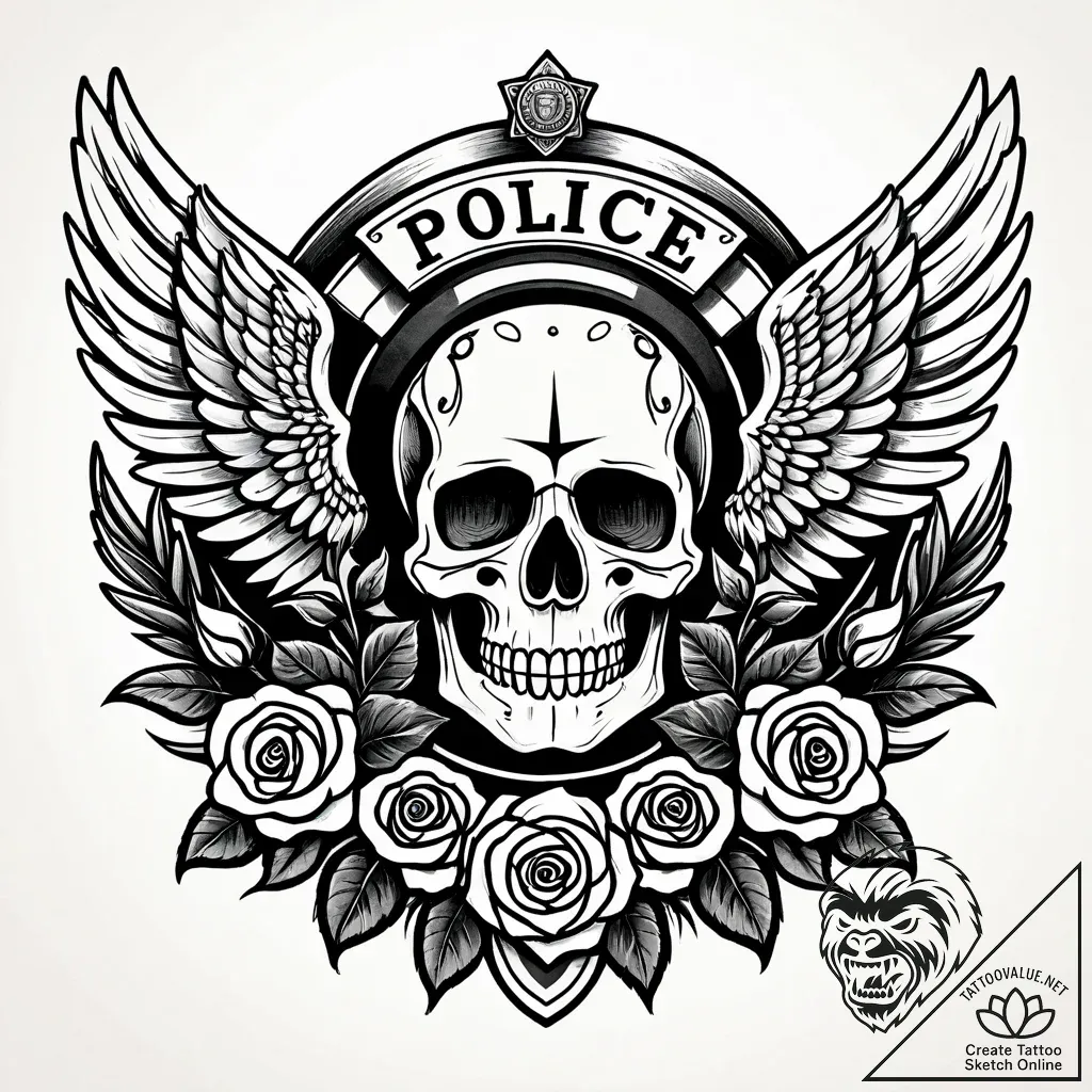 Tat tattoo sketch, police badge with wings an... - style Jaeger Simple - tattoo sketch (04.12.2025 22:57)