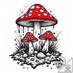 Tattoo design a single, powerful mushroom pus… – style Jaeger Mini – tattoo sketch (04.12.2025 23:17)