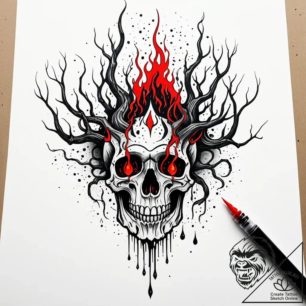 Molten roots consuming relic, ink illustratio... - style Jaeger Simple - tattoo sketch (05.12.2025 00:17)
