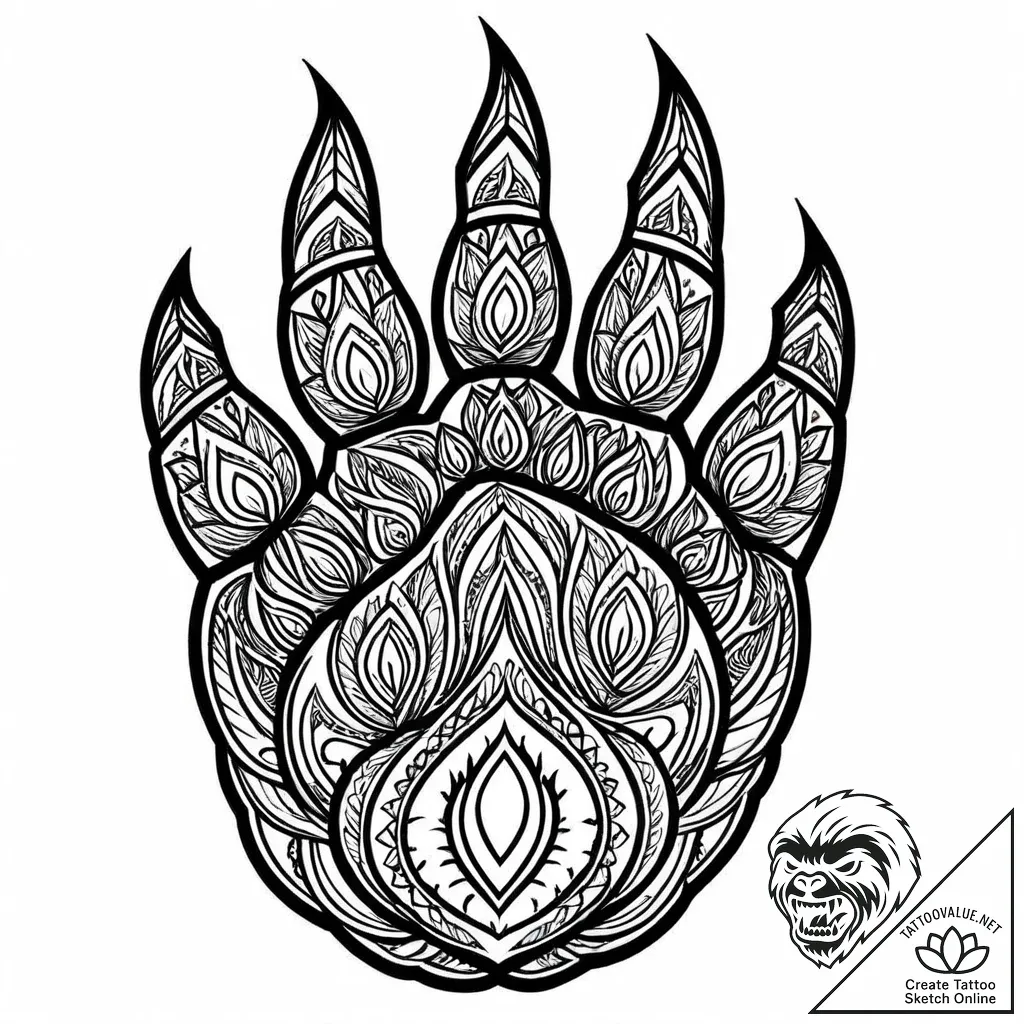 лапа медведя, concept art for tattoo, blackwo... - style Jaeger Mini - tattoo sketch (05.12.2025 00:36)