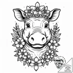 Eskiz.to, tattoo sketch, gloria hippo with fl… – style Jaeger Mini – tattoo sketch (05.12.2025 03:17)