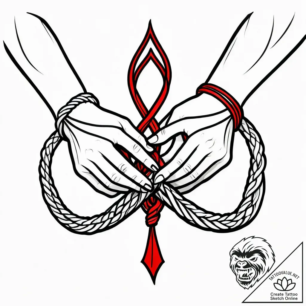 A person's hands tying a complex knot with a... - style Jagger Old - tattoo sketch (05.12.2025 03:37)