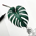 Tat tattoo sketch, deep green monstera leaf w… – style Jaeger Simple – tattoo sketch (05.12.2025 04:17)