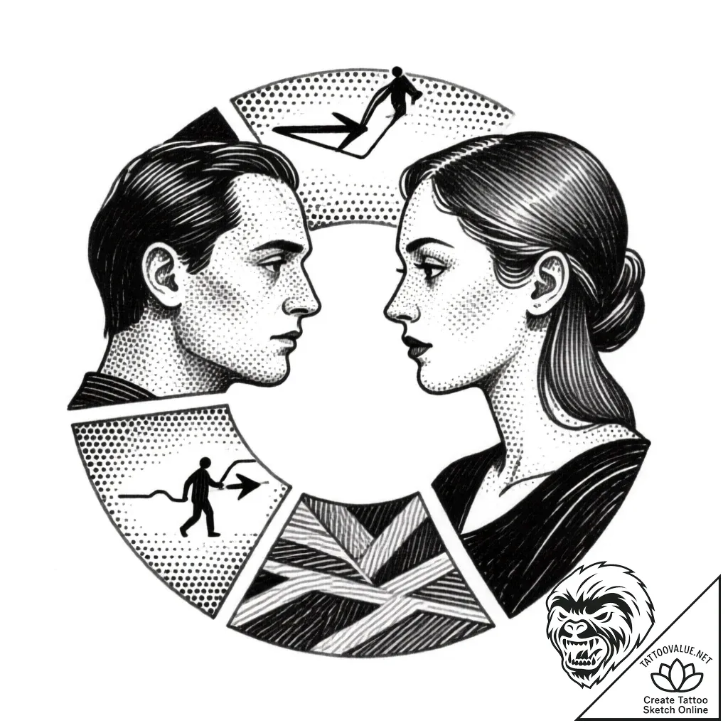 Tattoo design phases of the moon representing... - style Flux Inscriptions - tattoo sketch (05.12.2025 05:17)