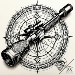 Tattoo design a futuristic sniper rifle scope… – style Jaeger Simple – tattoo sketch (05.12.2025 08:17)