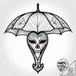 Tattoo sketch, paprika with mask and umbrella… – style Jagger Old – tattoo sketch (05.12.2025 08:59)